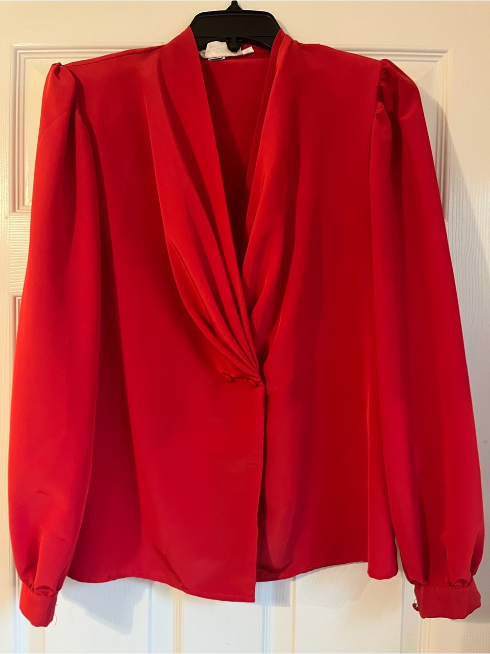 ⭐️VINTAGE 80s⭐️ Val Andrea Ruby Red Blouse (Built in Shoulder Pads)